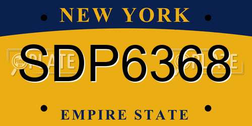 SDP6368 New York License Plate