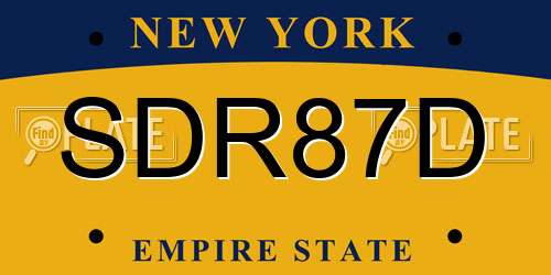 SDR87D New York License Plate