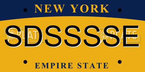 SDSSSSE New York License Plate
