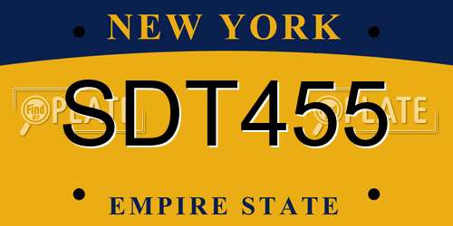 SDT455 New York License Plate