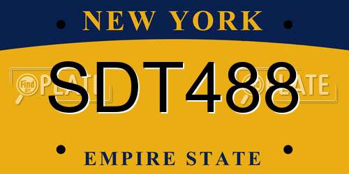 SDT488 New York License Plate