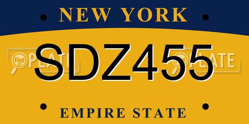 SDZ455 New York License Plate