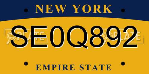 SE0Q892 New York License Plate