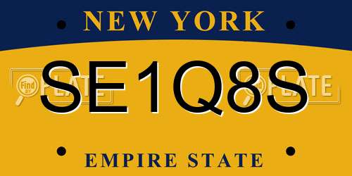 SE1Q8S New York License Plate