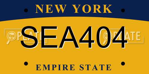 SEA404 New York License Plate
