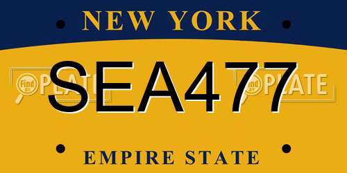 SEA477 New York License Plate