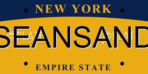 SEANSAND New York License Plate