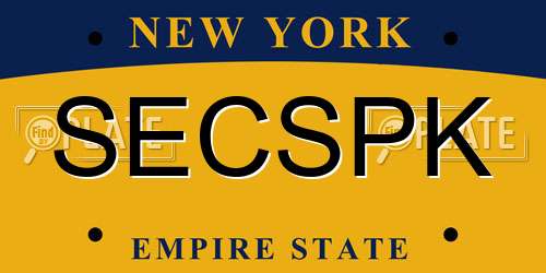SECSPK New York License Plate