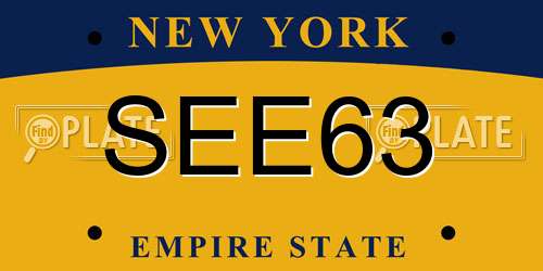 SEE63 New York License Plate