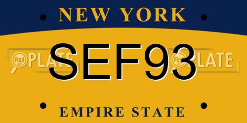 SEF93 New York License Plate