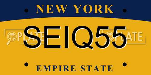 SEIQ55 New York License Plate