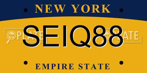 SEIQ88 New York License Plate
