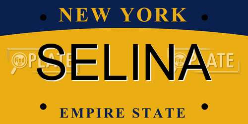 SELINA New York License Plate