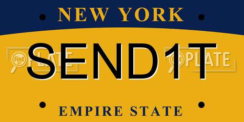 SEND1T New York License Plate