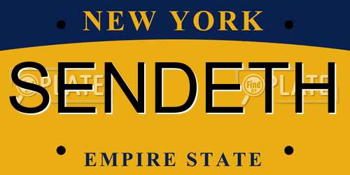 SENDETH New York License Plate