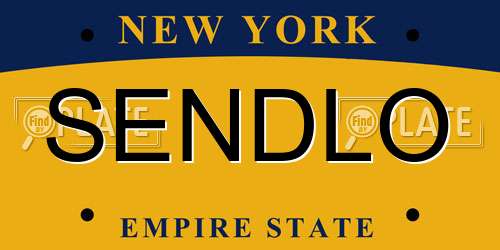 SENDLO New York License Plate