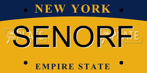 SENORF New York License Plate