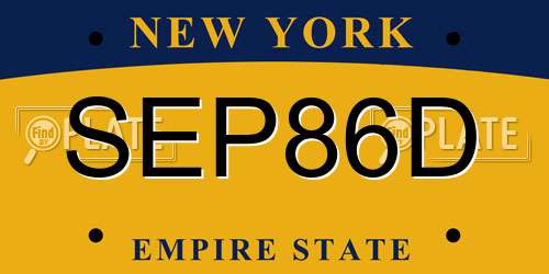 SEP86D New York License Plate