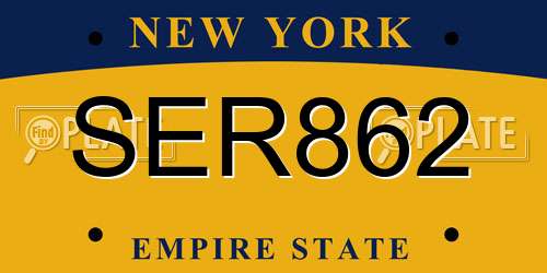 SER862 New York License Plate