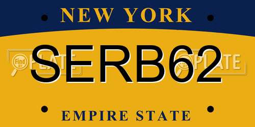 SERB62 New York License Plate