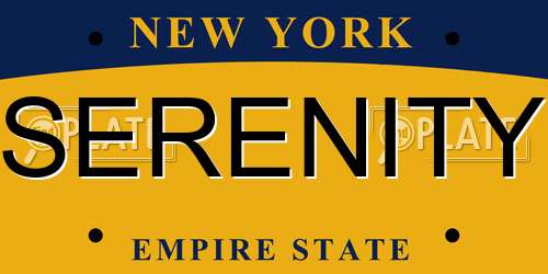 SERENITY New York License Plate