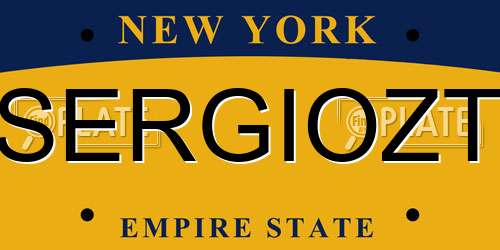 SERGIOZT New York License Plate