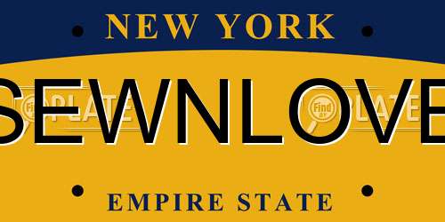 SEWNLOVE New York License Plate