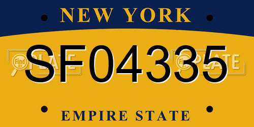 SF04335 New York License Plate