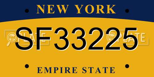 SF33225 New York License Plate
