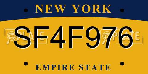 SF4F976 New York License Plate
