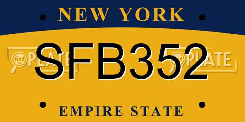SFB352 New York License Plate