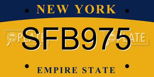 SFB975 New York License Plate