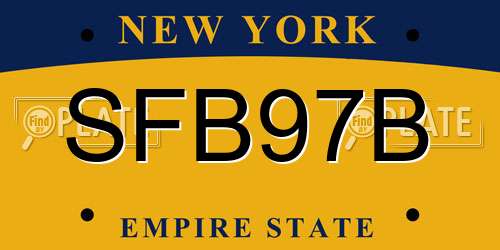 SFB97B New York License Plate