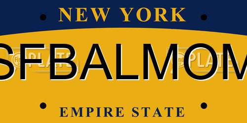 SFBALMOM New York License Plate