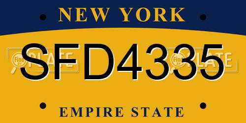 SFD4335 New York License Plate