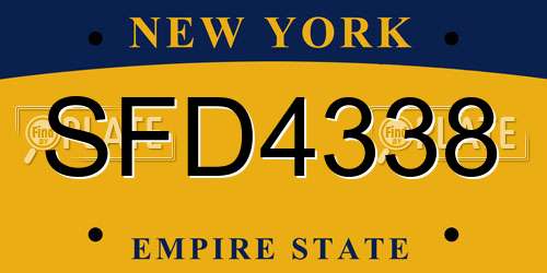 SFD4338 New York License Plate