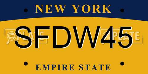 SFDW45 New York License Plate