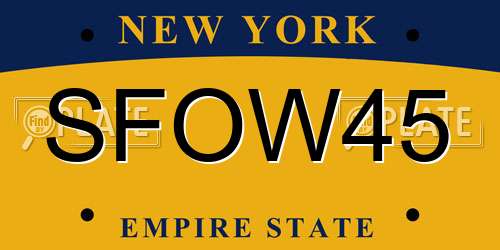 SFOW45 New York License Plate