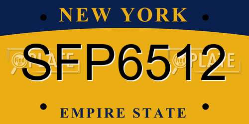 SFP6512 New York License Plate