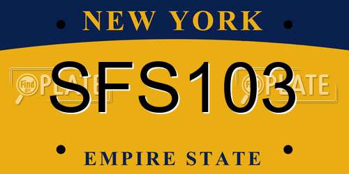 SFS103 New York License Plate