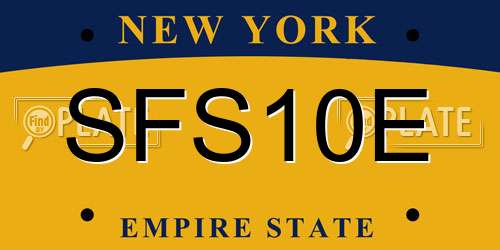 SFS10E New York License Plate