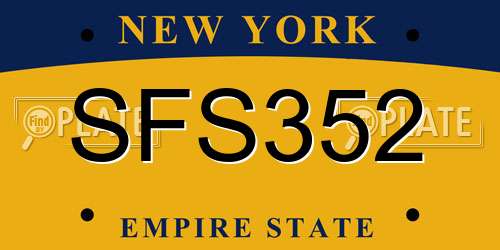 SFS352 New York License Plate