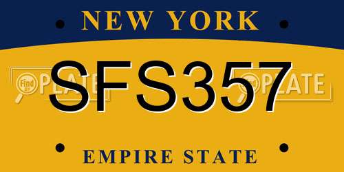 SFS357 New York License Plate