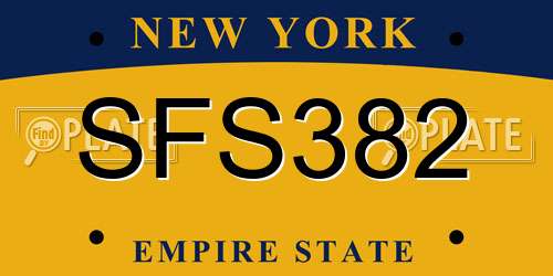 SFS382 New York License Plate