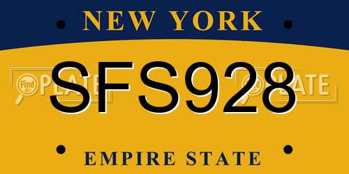 SFS928 New York License Plate
