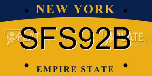 SFS92B New York License Plate