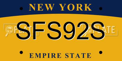 SFS92S New York License Plate