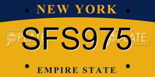 SFS975 New York License Plate