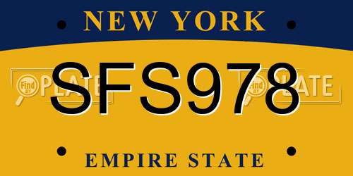 SFS978 New York License Plate