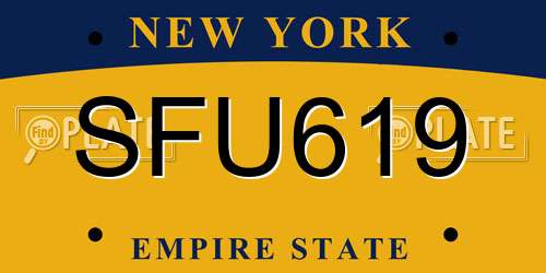 SFU619 New York License Plate